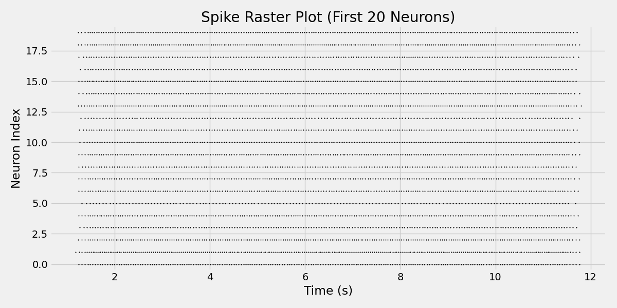 Spike Raster Plot (First 20 Neurons)